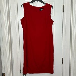 SAG HARBOR RED SLEEVELESS MIDI DRESS, SZ, 14, hidden back zipper, back slit